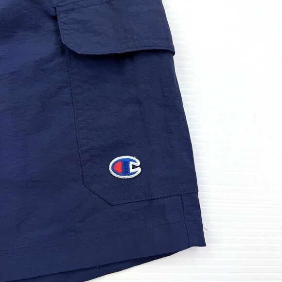 Champion Swim Trunks Size L Navy Blue Cargo Pocket Board Shorts Drawstring Nylon - Picture 4 of 9
